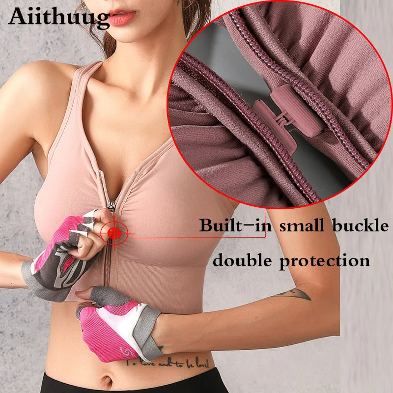 Zip up crop - High Impact Sports Bra for Women Zip Front Cross Back Workout Yoga Bras Bounce Control Running Yoga Bra with Zipper