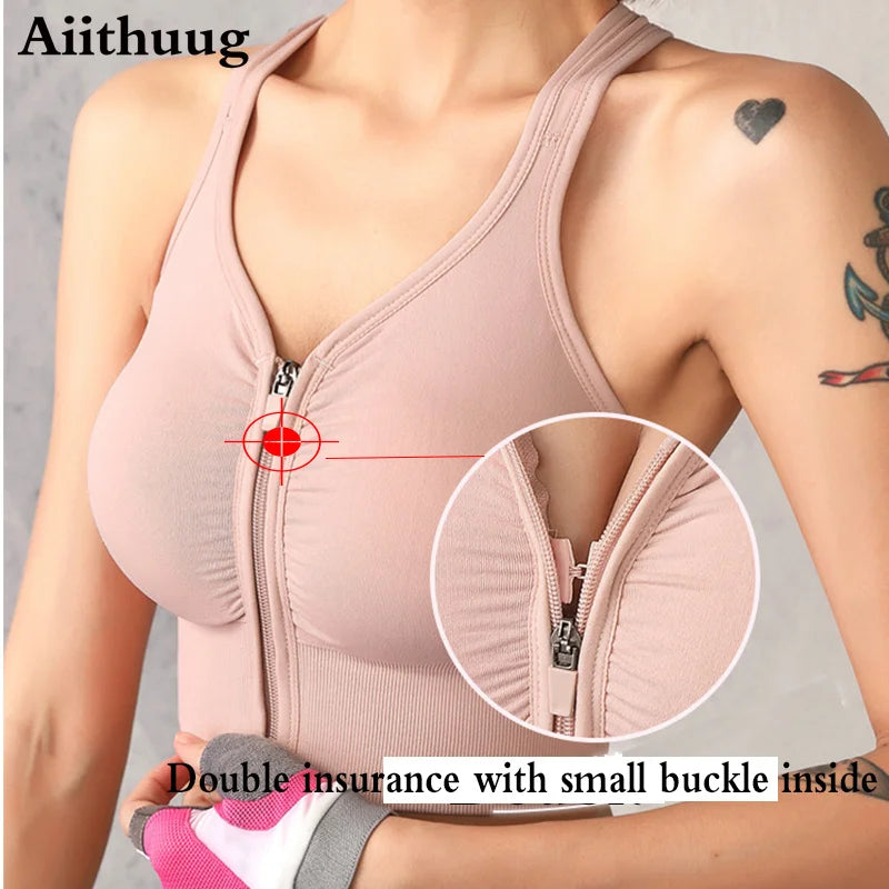 Zip up crop - High Impact Sports Bra for Women Zip Front Cross Back Workout Yoga Bras Bounce Control Running Yoga Bra with Zipper